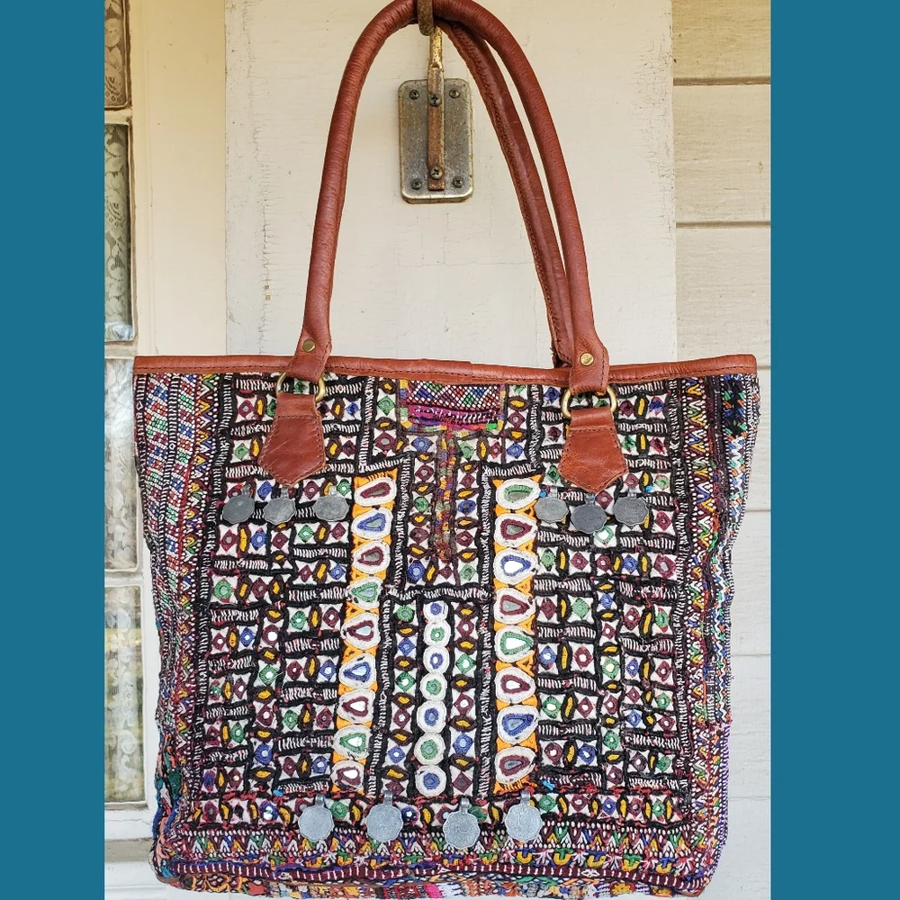 Artisan Banjara zari Boho Embroidered bag Handmade Patchwork Repurposed